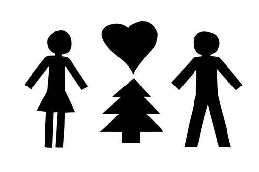 young couple on xmas isolated on white background