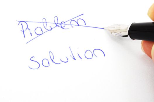 problem and solution concept with pen and paper
