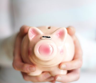 piggy bank and blank copyspace for your text message