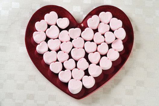 heart plate of marshmallows