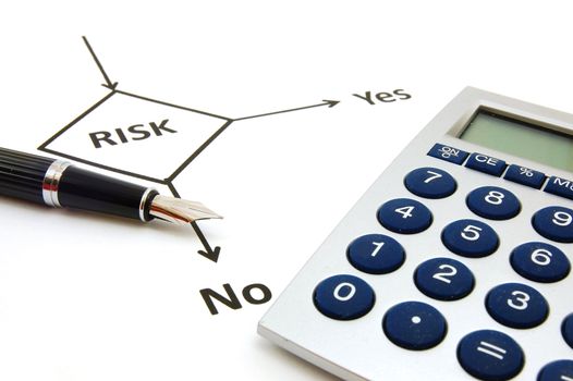 planning the business risk with flowchart at work