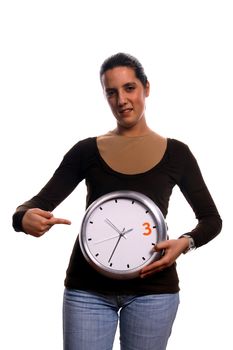young business woman with clock