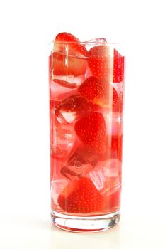 strawberry fruit juice or cocktail drink isolated on white