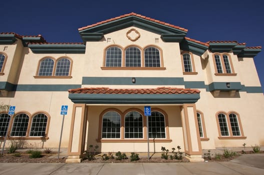 Abstract of New Architectural Details with Spanish Tile and Stucco.