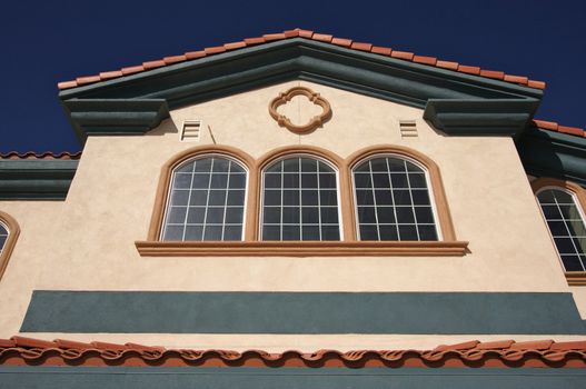 Abstract of New Architectural Details with Spanish Tile and Stucco.