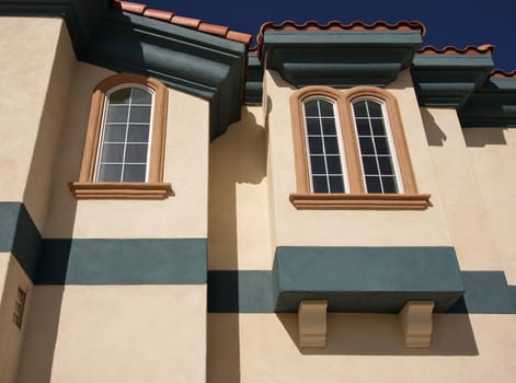 Abstract of New Architectural Details with Spanish Tile and Stucco.