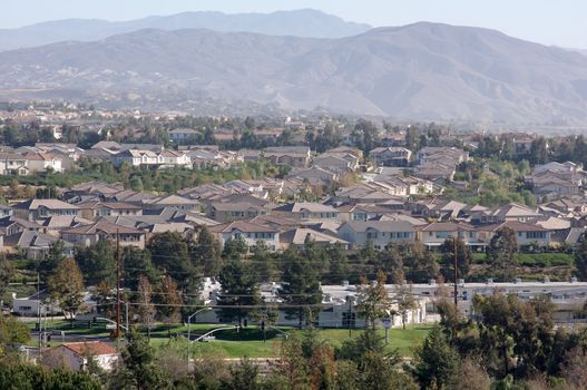 Elevated View of New Contemporary Suburban Neighborhood.