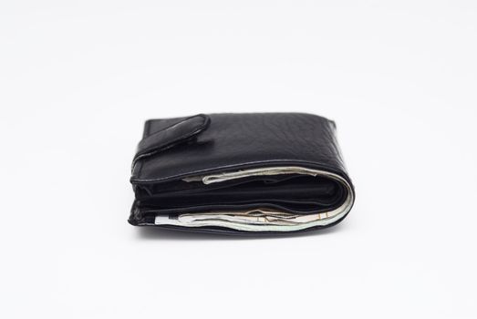 Black wallet on the white background