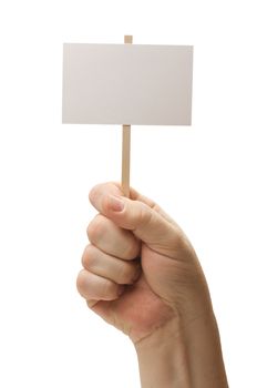 Blank Sign In Fist Isolated on A White Background.