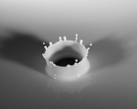 Abstract photos of milk droplets falling and captured on impact