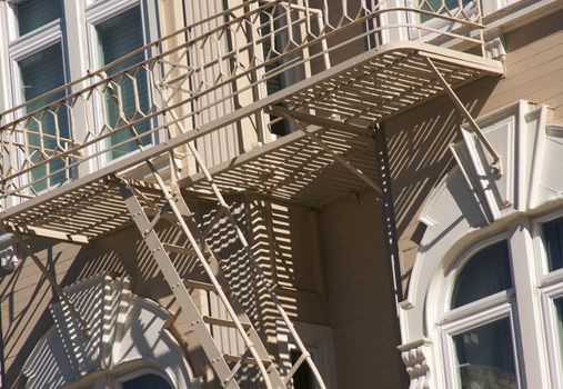 Abstract Fire Escape on Building in San Francisco, CA, United States.