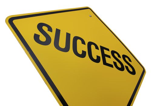 Success Road Sign Isolated on White with Clipping Path