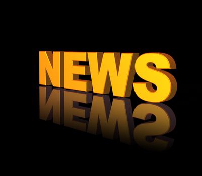 golden news text on black background - 3d illustration