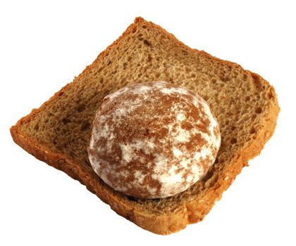 European toast and Russian cake on white background