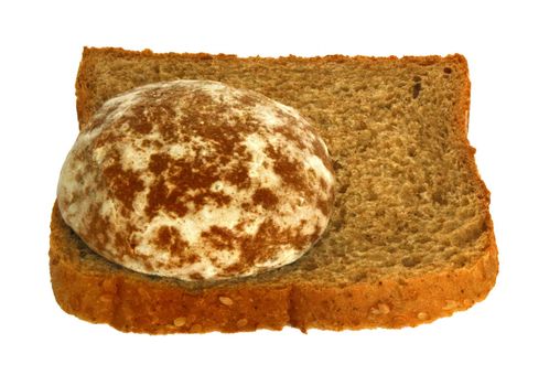 European toast and Russian cake on white background