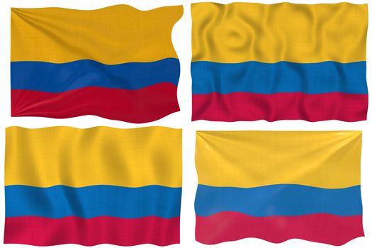 Great Image on white of four Flags of  Colombia