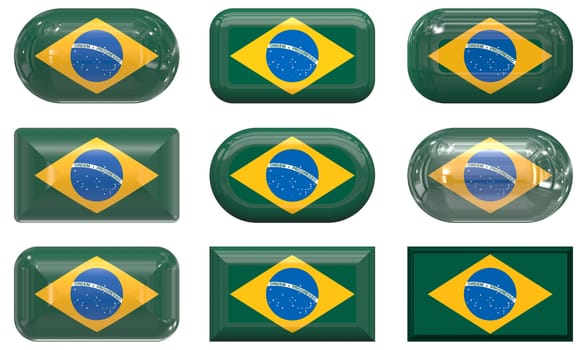 nine glass buttons of the Flag of Brazil
