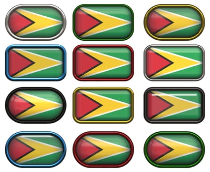 twelve buttons of the  Flag of Guyana