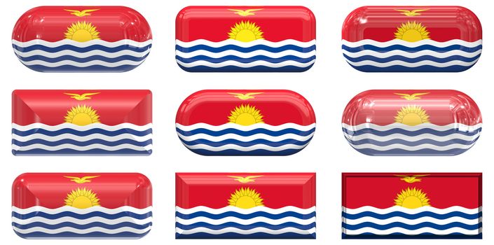 nine glass buttons of the Flag of Kiribati