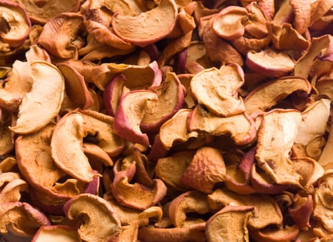 group of dry slices of apple. close up.