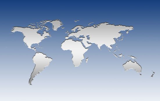 a map of the world in corporate blue and silver