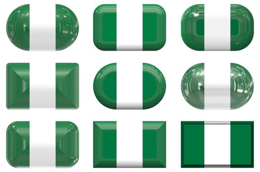 nine glass buttons of the Flag of Nigeria