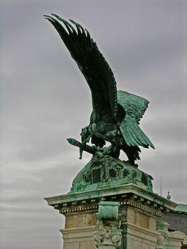 Legendary holy bird Turu on the central gate of royal palace. Under the  legend all Hungarians are descended from it.