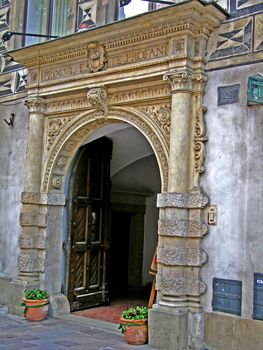 Strange gate in courtyard (Krakow Poland)
