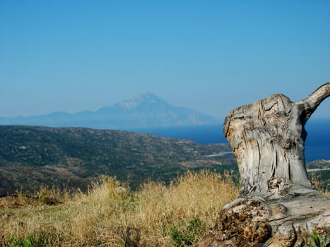 Greece, view at the big mountain Athos