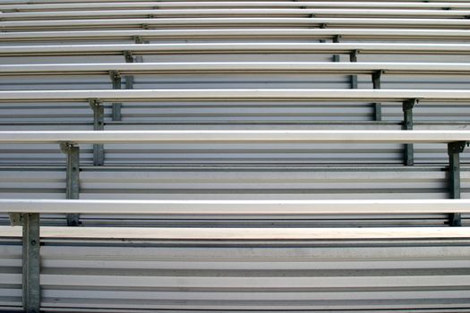 Bleachers in a statium or school for the fans.