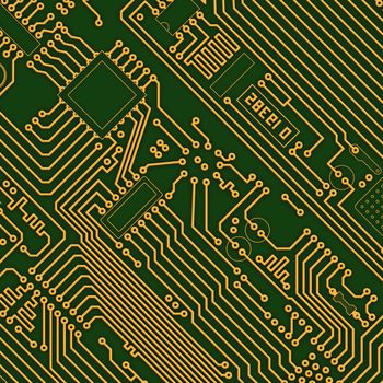 Industrial electronic high-tech golden - green background