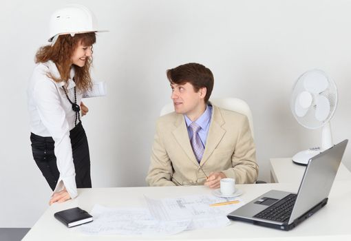 Young engineers in the workplace in the office