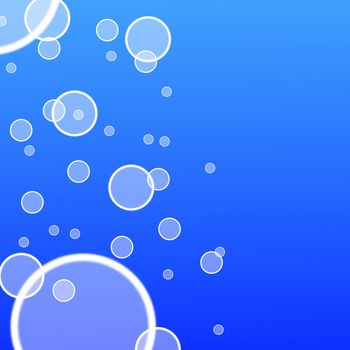 blue water bubble illustration with copyspace or for background