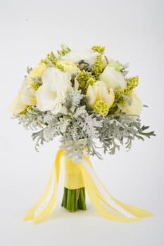 Image of a beautiful floral bouquet on white background