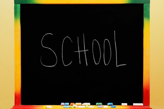 An educational blackboard with school inscription