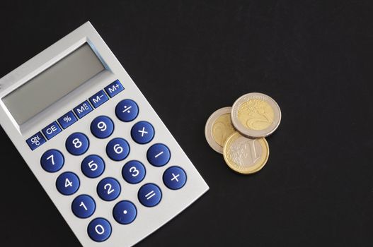 money and calculator showing banking accounting or savings concept