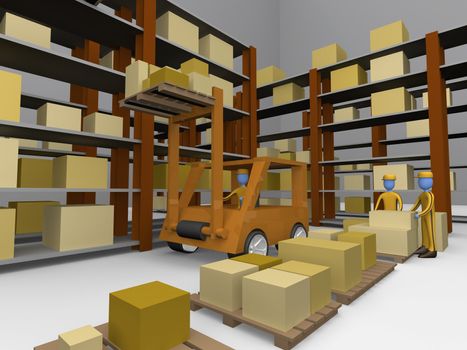 Computer generated 3d image - Warehouse .