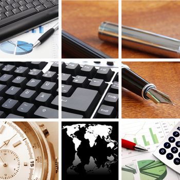 collection or collage of finance or business images