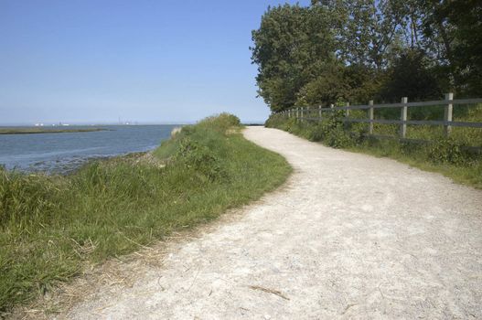 A footpath alone the side of the river Medway in Kent,England