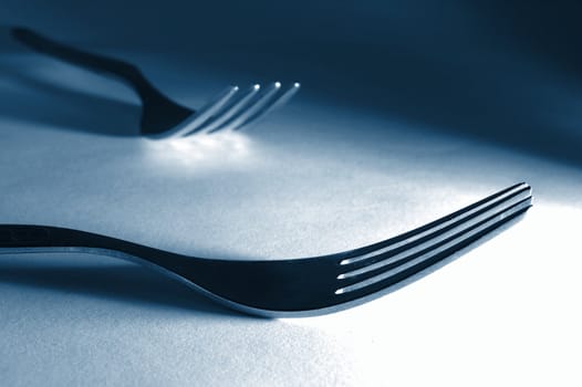 abstract fork macro in the kitchen as a food concept