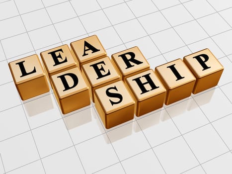 3d golden boxes with text - leadership, word