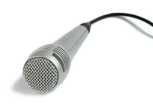 Microphone on a white background.