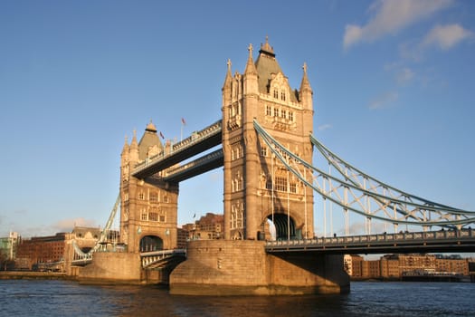 Tower Bridge in London in winter afternoon sun