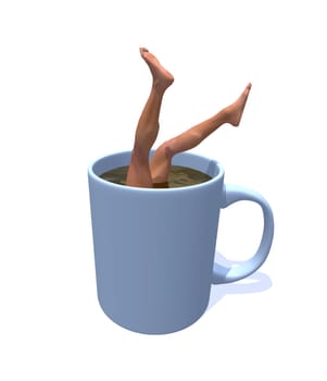 mug with human legs - 3d illustration