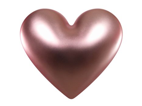 Shiny love heart isolated on white background. With clipping path.