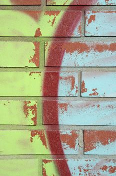Graffiti, brick and peeling paint background