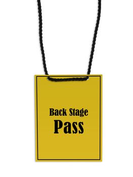 Backstage pass on white background.
