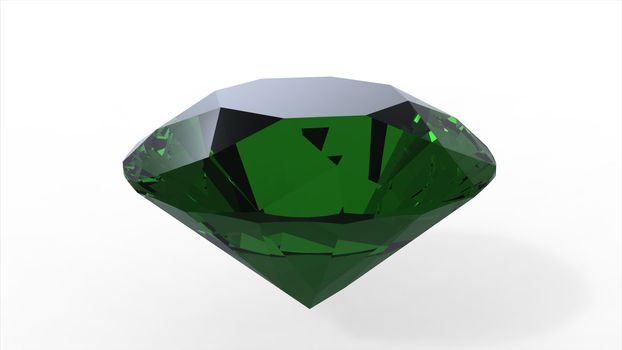 green diamond gemstone, render, isolated on white