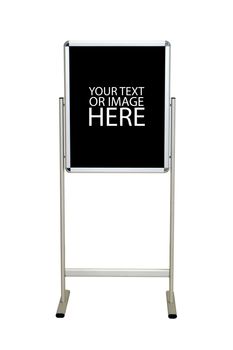 A blank easel stand sign.  Customize this with your message - includes clipping path.