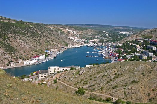 Balaklava town and bay. View from above.